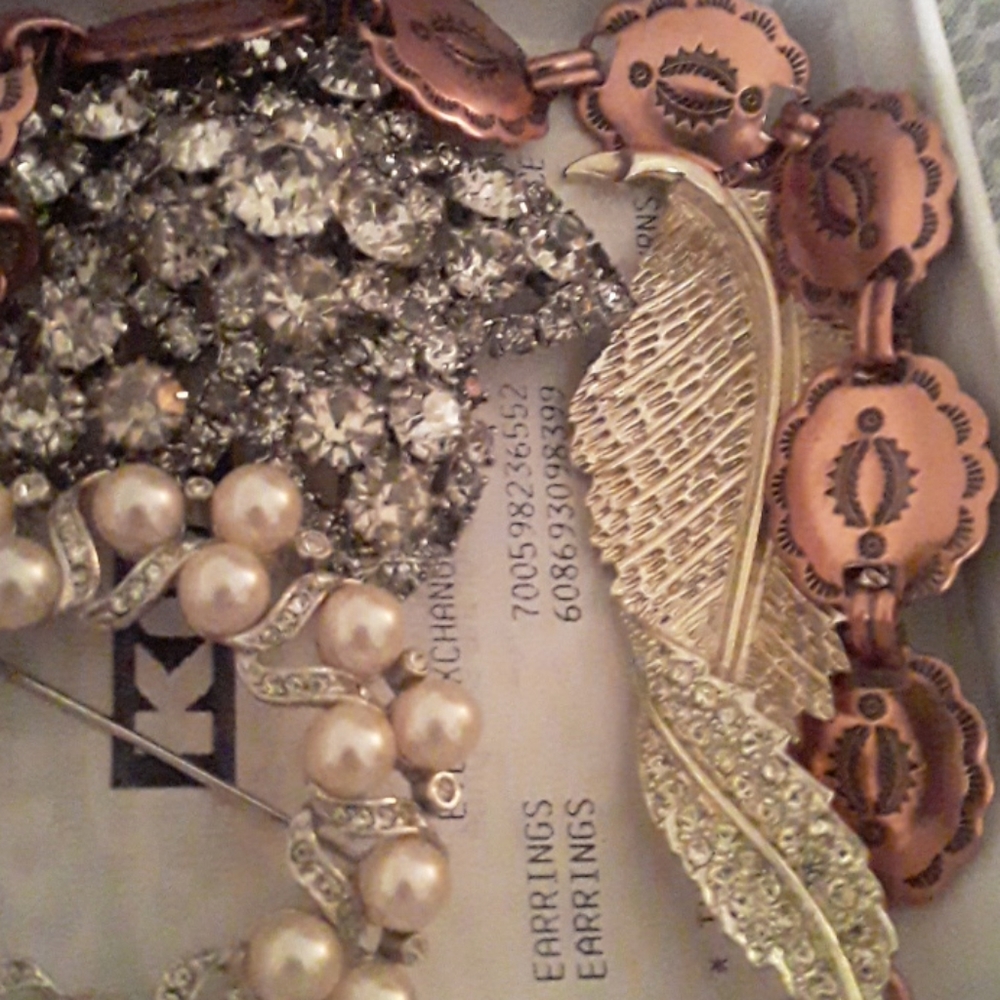 3 brooches one bracelet